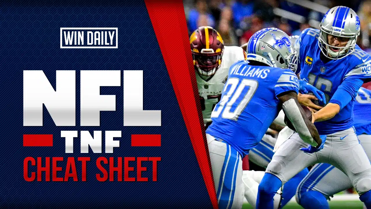 Nfl Week Four Cheat Sheet Tnf Showdown Slate Win Daily Dfs